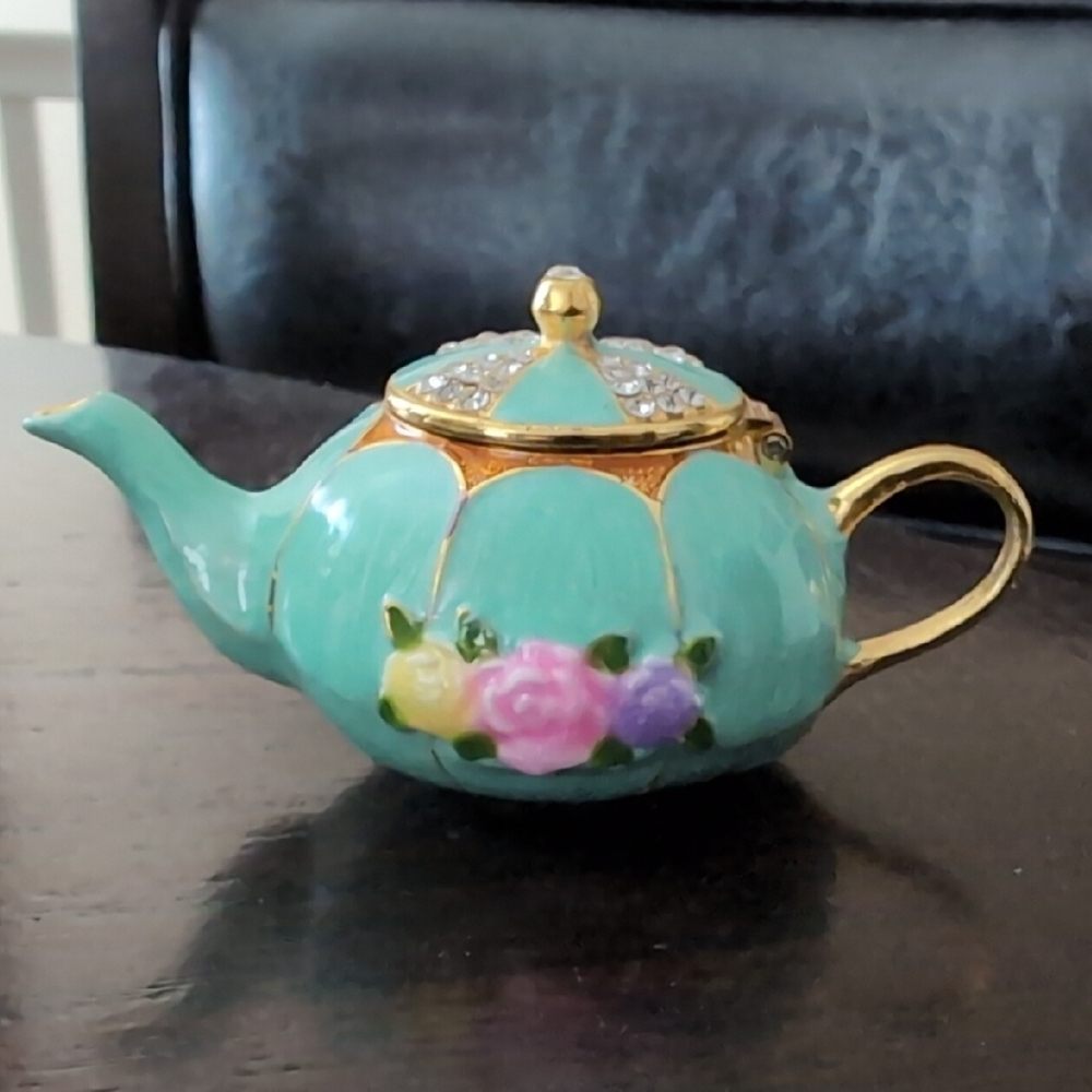 Turquoise Teapot With Gold Accents